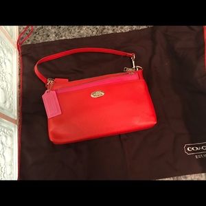 Authentic Coach petite Leather handbag and pouch